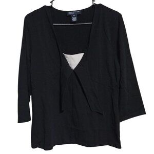 Jones New York Signature Black Tunic Blouse Womens Size XL 3/4 Sleeve